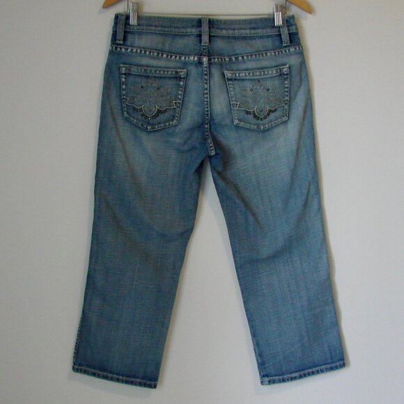 Vintage Y2K Esprit Denim Cropped Jeans Mid Rise Wide Leg Embroidered Studs 10 - Picture 10 of 15